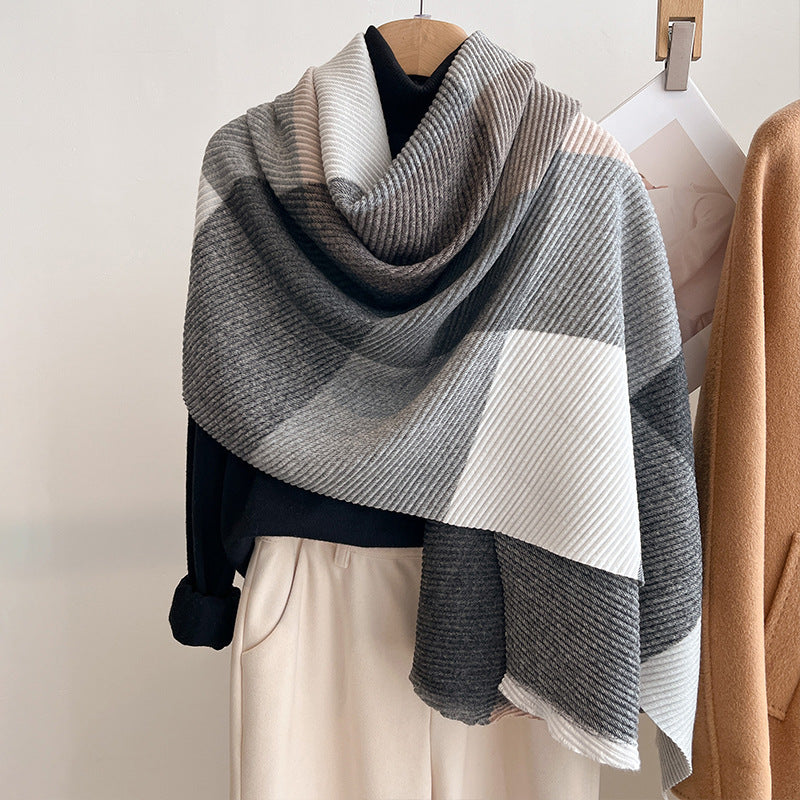 Womens Multicolor Crinkled Cashmere All-Match Shawl