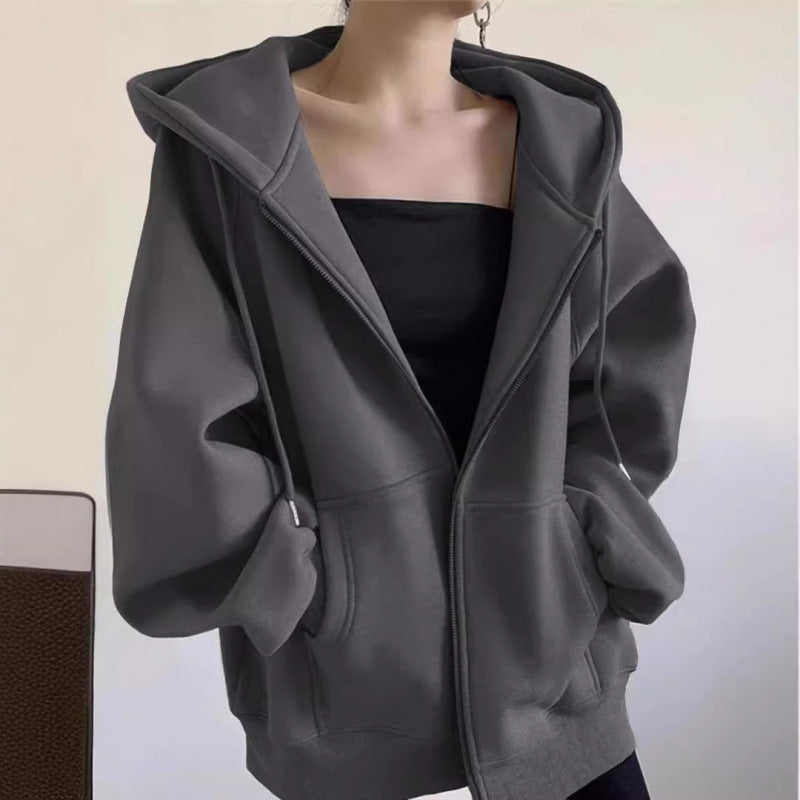 Maillard Vintage Zipper Hooded Sweater For Women Spring And Autumn