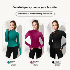Slimming Zipper Long Sleeve Stand Collar Cardigan Top