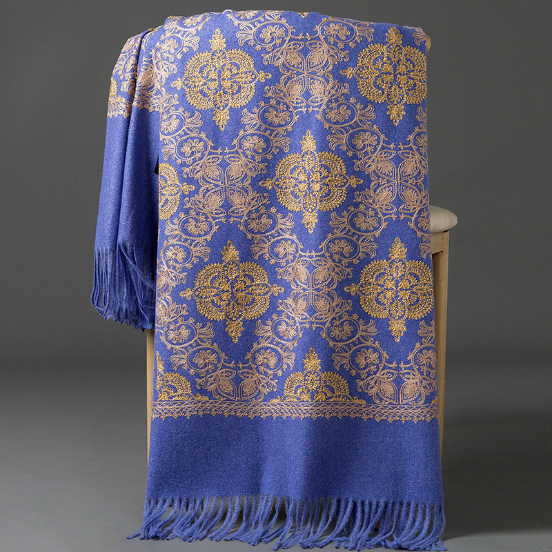 Crown-embroidered Scarf A Versatile Winter And Springfall Accessory In Korean Style