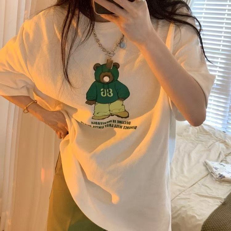 Womens Crew-neck Printed Short-sleeve Top