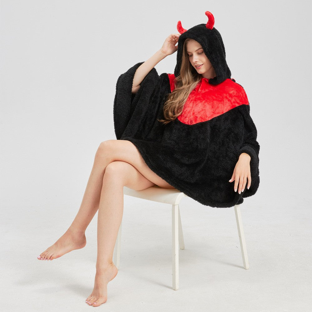 Cartoon Nightgown Halloween Cloak Flannel Little Devil