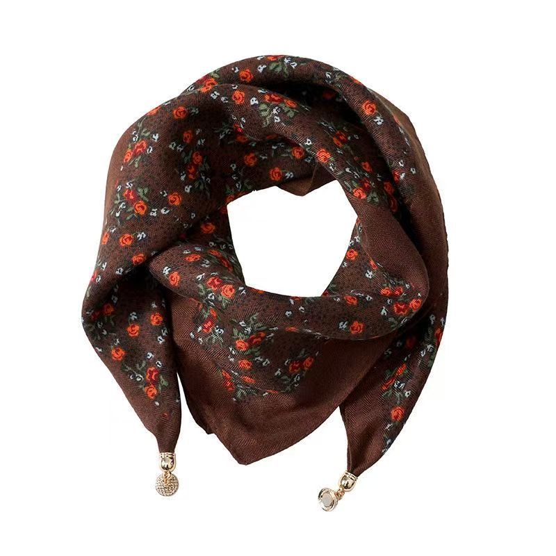 Thermal Square Scarf With Magnetic Clasp Triangular Silk Scarf Cotton Neck Warmer For Women