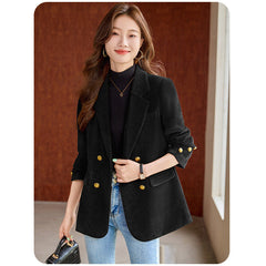 Lady Temperament Casual Gold Velvet Suit Top