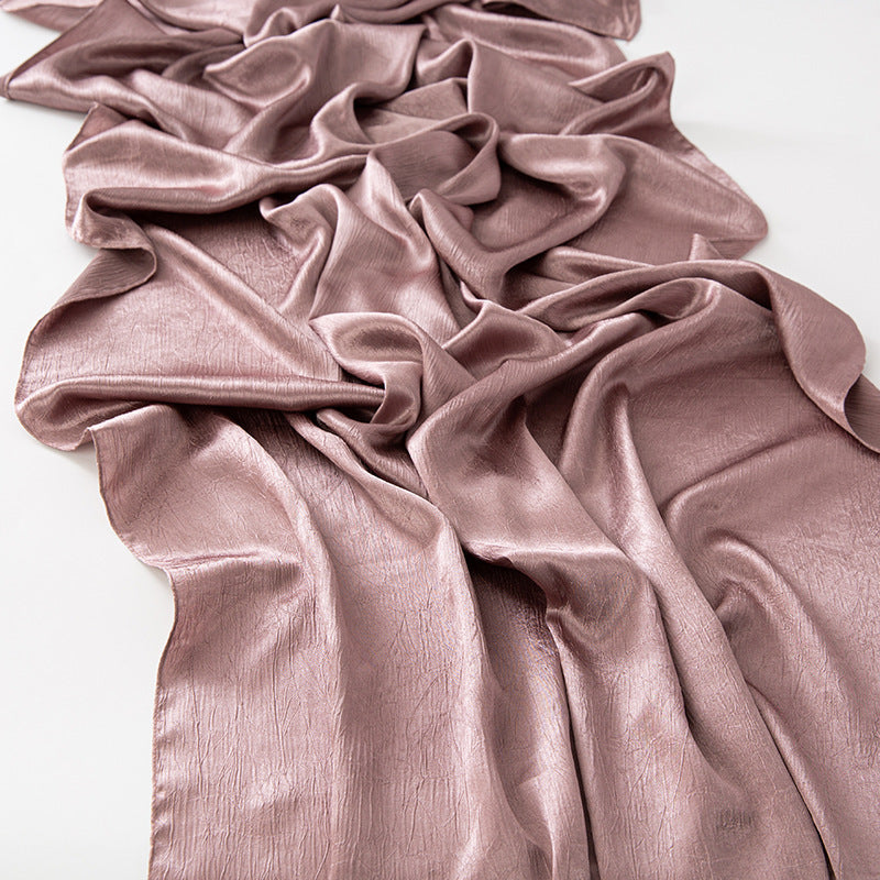 New Style Crinkled Satin Scarf With A Silky Smooth Feel, Perfect As A Headscarf Or Shawl