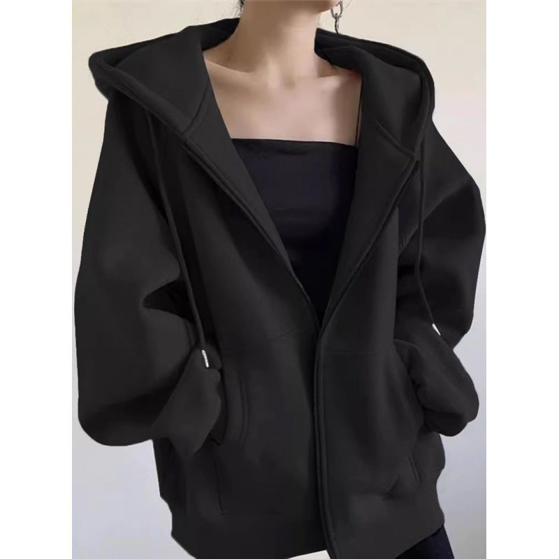 Maillard Vintage Zipper Hooded Sweater For Women Spring And Autumn