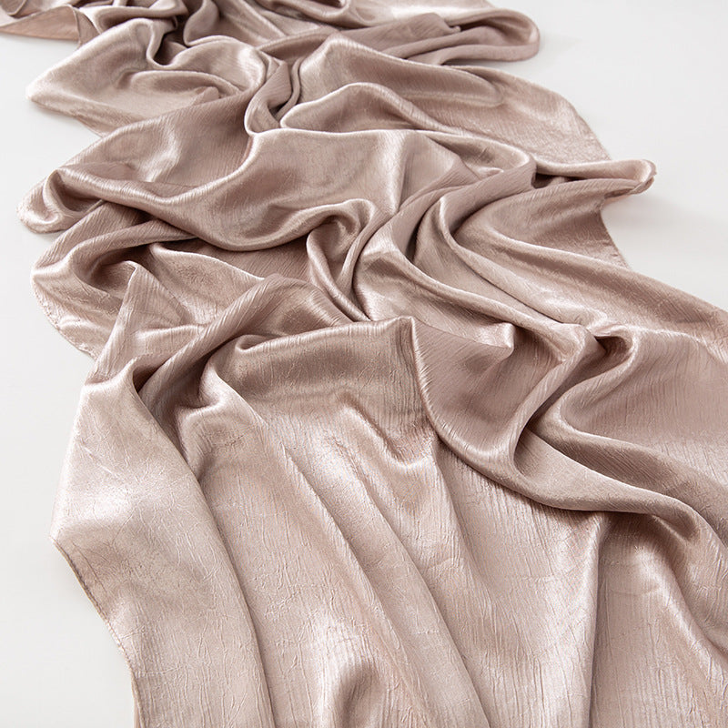 New Style Crinkled Satin Scarf With A Silky Smooth Feel, Perfect As A Headscarf Or Shawl