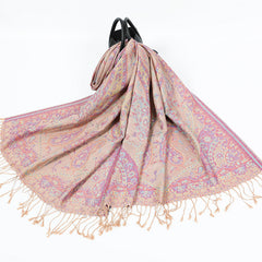 Women's Retro Cloak-style Scarf With Tassels Dual-use Outerwear