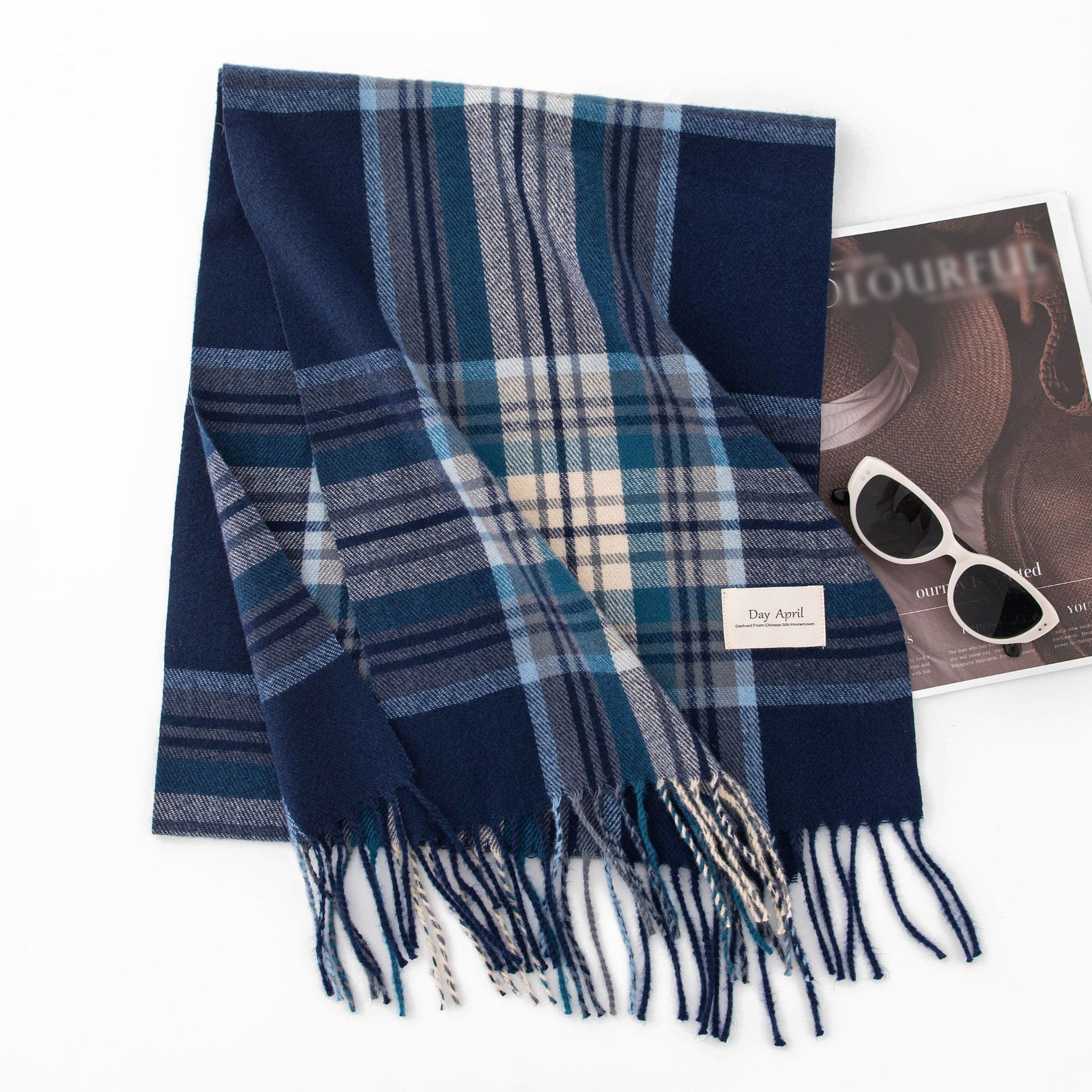 Stylish And Simple Womens Faux Cashmere Plaid Scarf