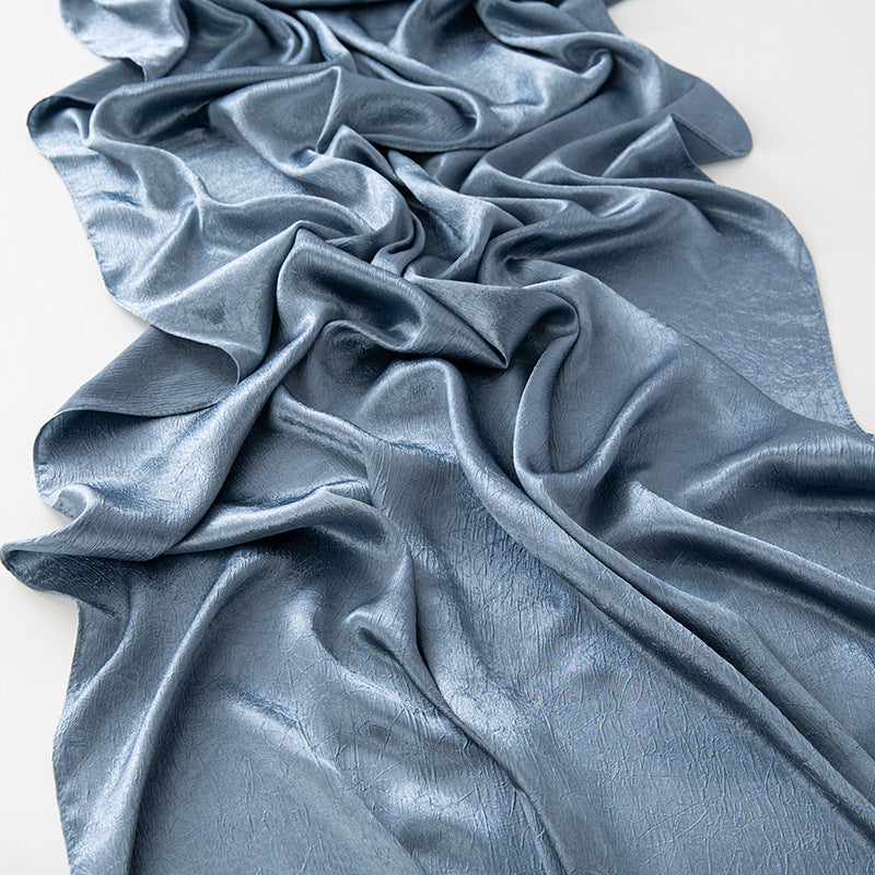 New Style Crinkled Satin Scarf With A Silky Smooth Feel, Perfect As A Headscarf Or Shawl