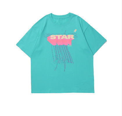 Candy-colored Letter-printed Short-sleeve Top