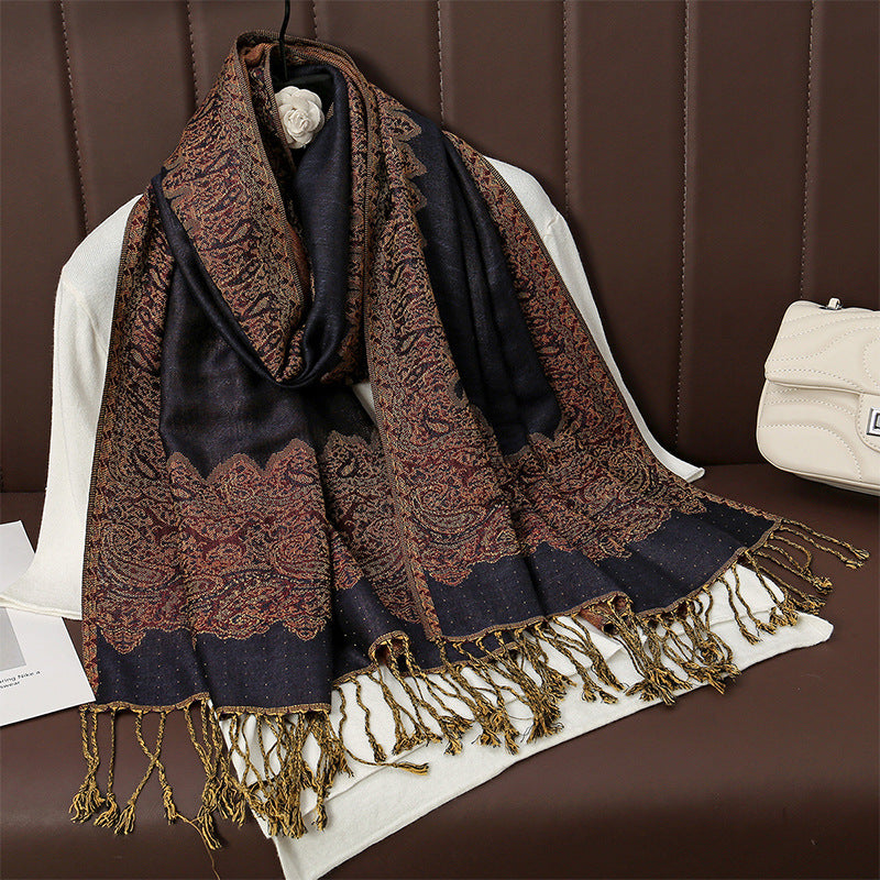 Womens AutumnWinter Faux Cashmere Shawl Cozy Wrap Scarf For Warmth