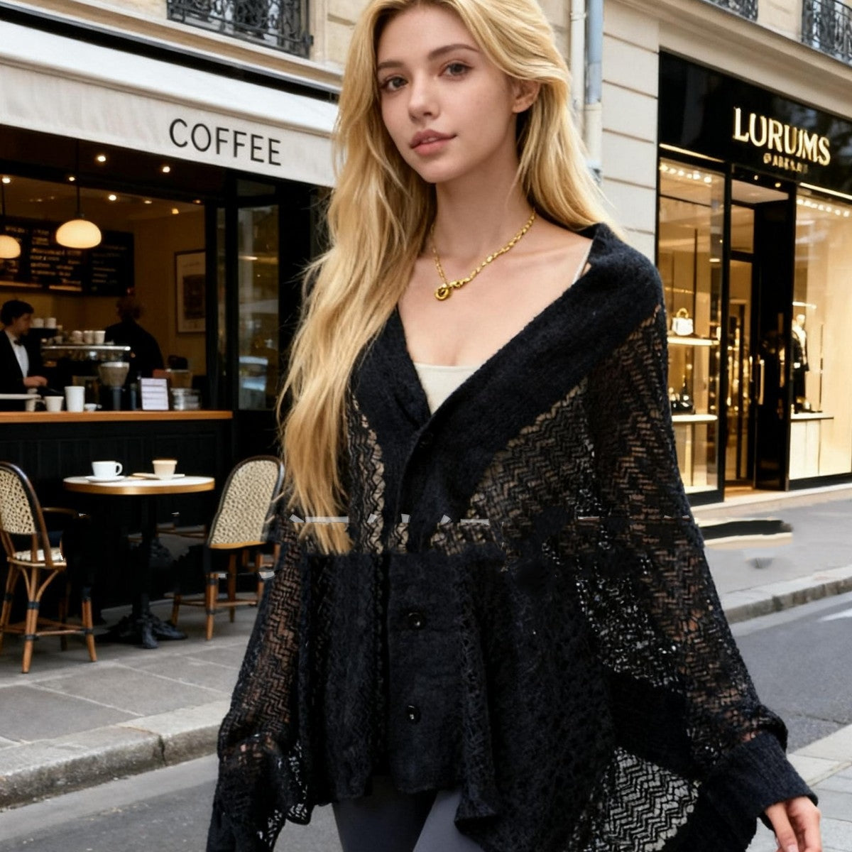 European And American Fashion Bloggers Hollow-out Cardigan Shawl Jacket