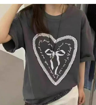 Womens Loose-fitting Crew-neck Short-sleeve Top
