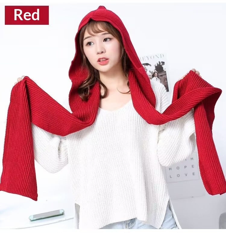 Versatile Solid-color Knitted Wool Scarf Stylish And Warm Neck Warmer