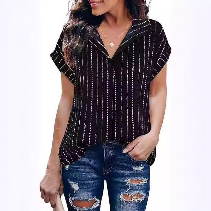 Womens Autumn Short-Sleeve Shirt Top