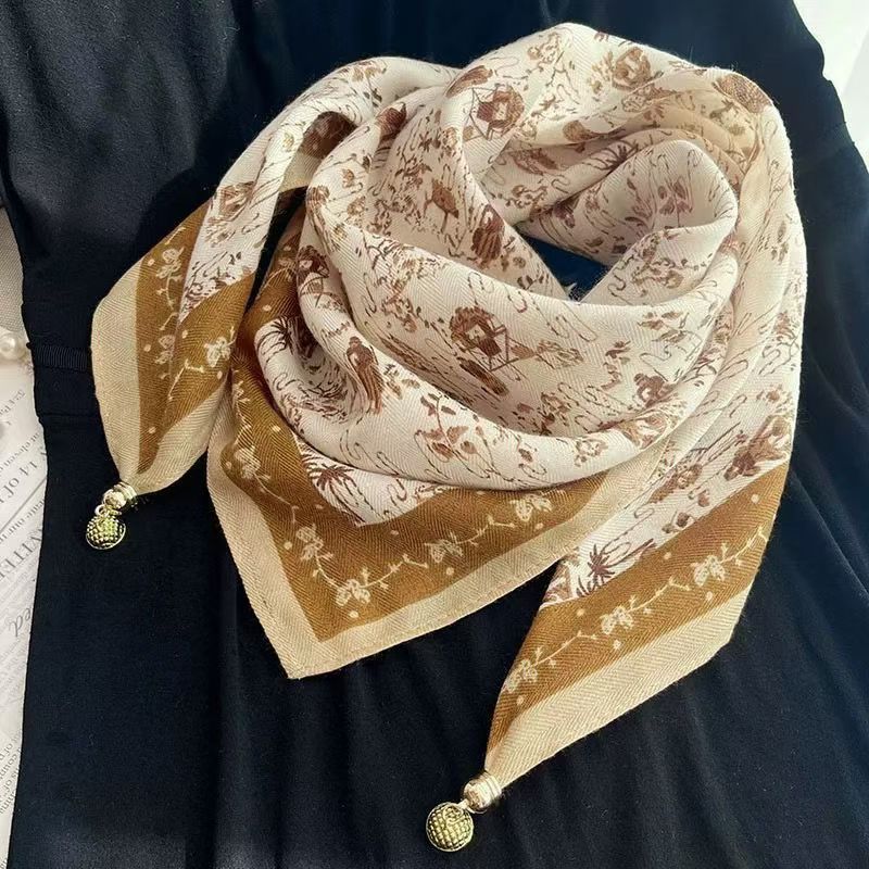 Thermal Square Scarf With Magnetic Clasp Triangular Silk Scarf Cotton Neck Warmer For Women