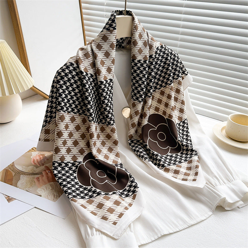 Womens Floral Color-Block Sun-Protective ShawlHijab