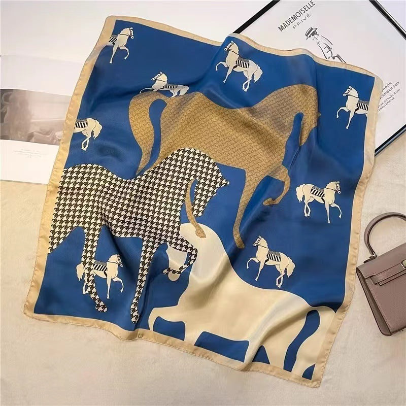 Womens Lightweight Spring Summer Silk Scarf Sun-protective Neck Gaiter And Hair Tie