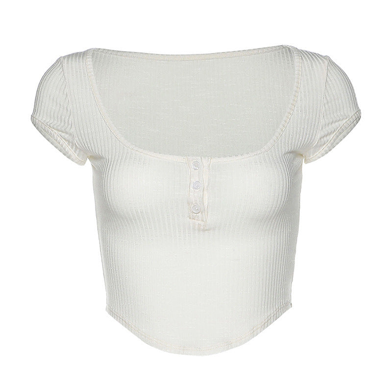 Womens Stylish Solid-color Sexy Midriff-baring Top