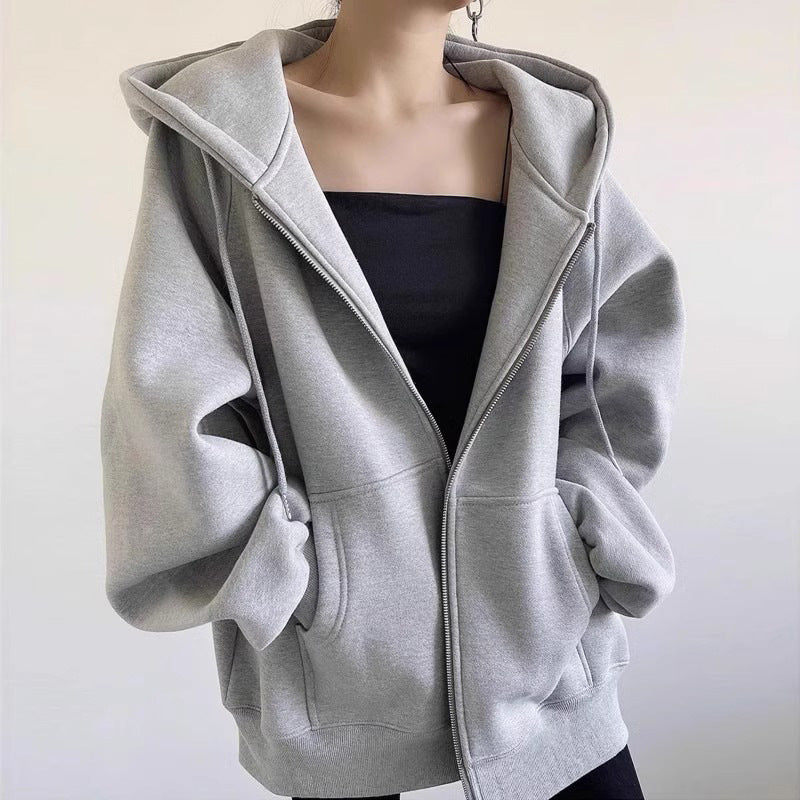 Maillard Vintage Zipper Hooded Sweater For Women Spring And Autumn