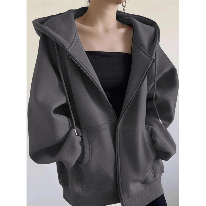 Maillard Vintage Zipper Hooded Sweater For Women Spring And Autumn