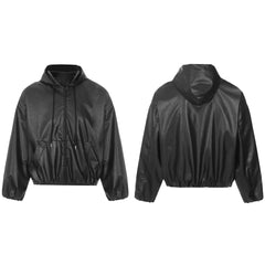 American Retro Vibe Heavy Industry Hooded Leather Coat