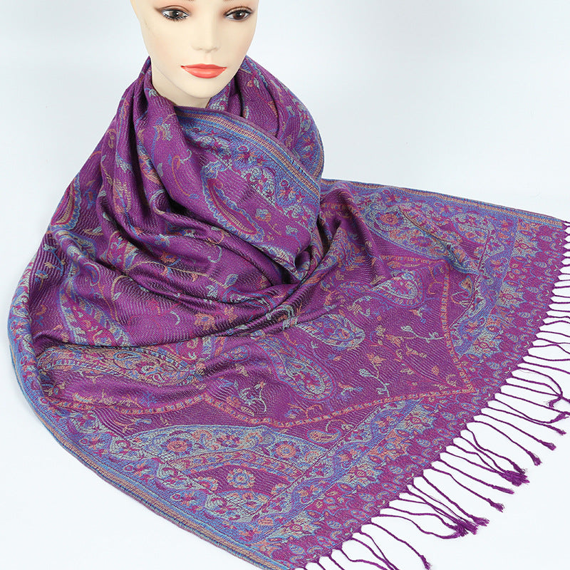 Women's Retro Cloak-style Scarf With Tassels Dual-use Outerwear