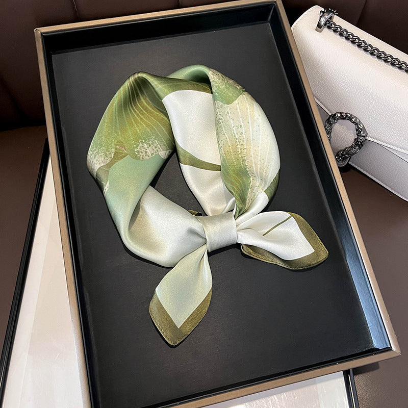 Beige Silk Square Scarf For Womenversatile And Easy To Style