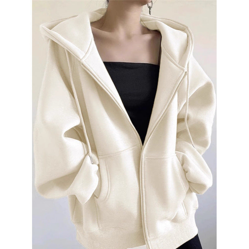 Maillard Vintage Zipper Hooded Sweater For Women Spring And Autumn