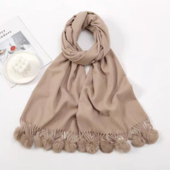 Solid Color Cashmere Like Scarf With Fleece Lining For Extra Warmth