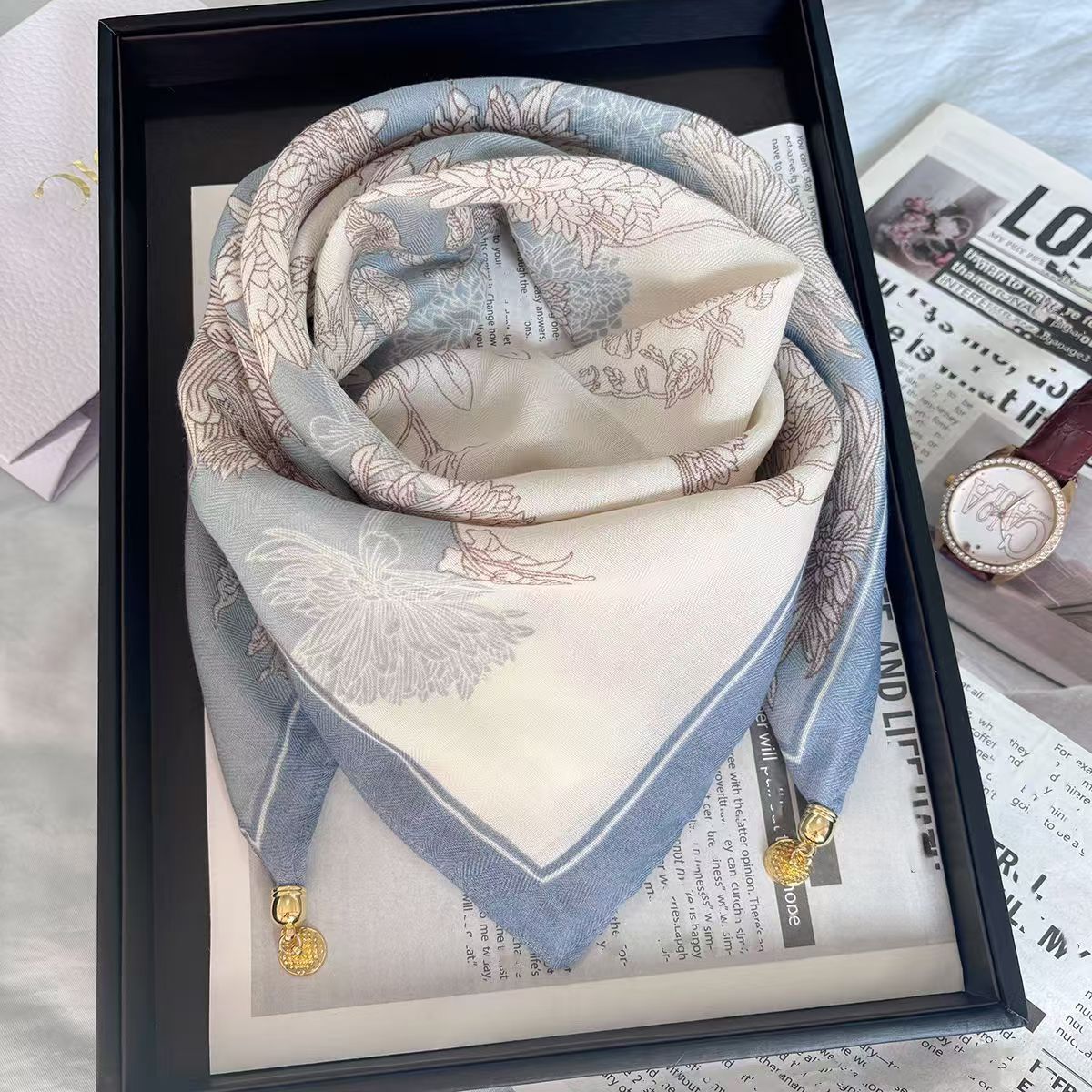 Thermal Square Scarf With Magnetic Clasp Triangular Silk Scarf Cotton Neck Warmer For Women