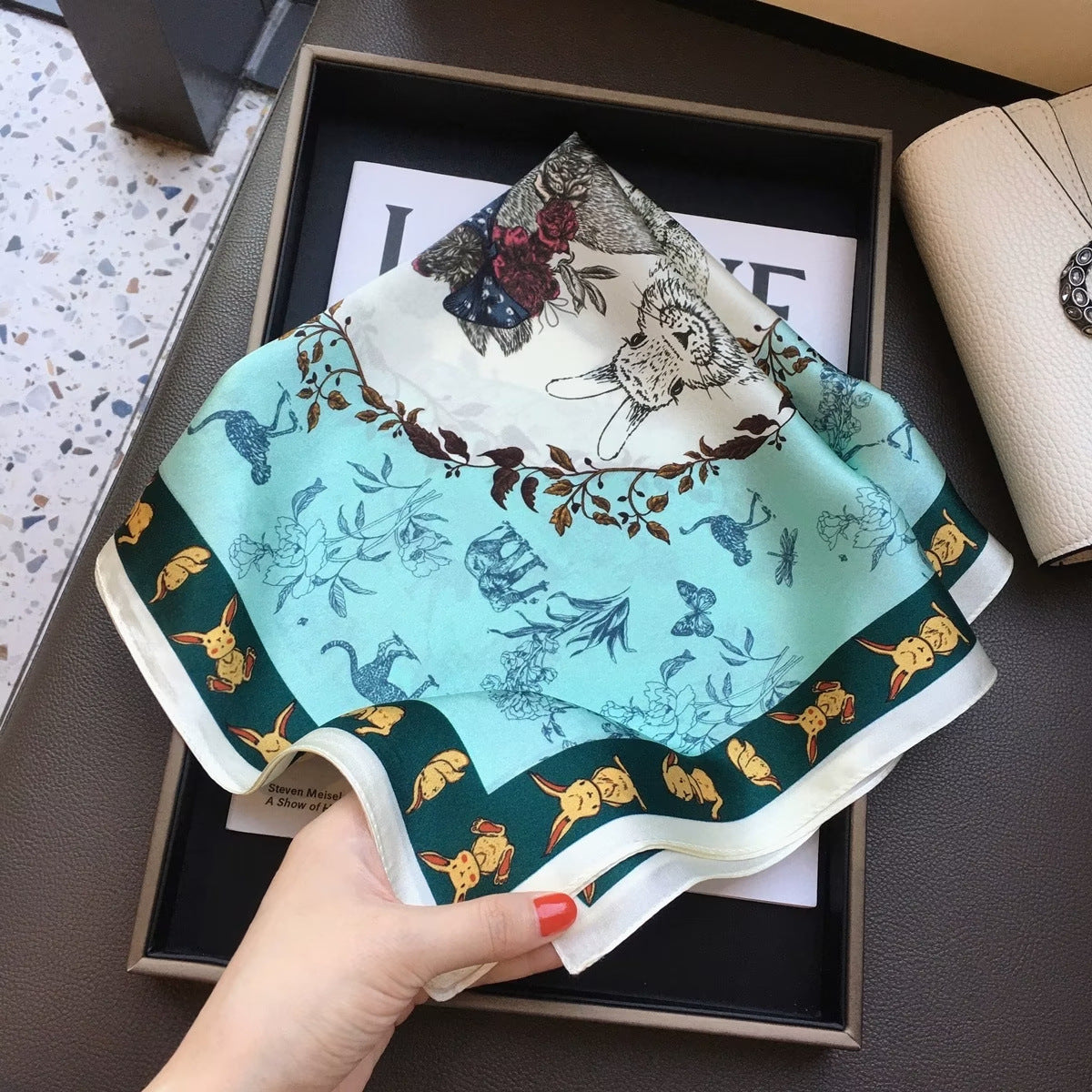 Womens Lightweight Spring Summer Silk Scarf Sun-protective Neck Gaiter And Hair Tie