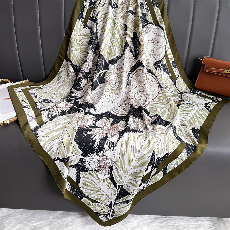 Womens Floral Color-Block Sun-Protective ShawlHijab