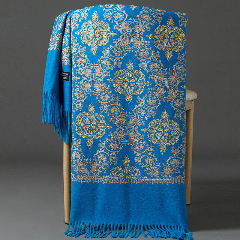 Crown-embroidered Scarf A Versatile Winter And Springfall Accessory In Korean Style
