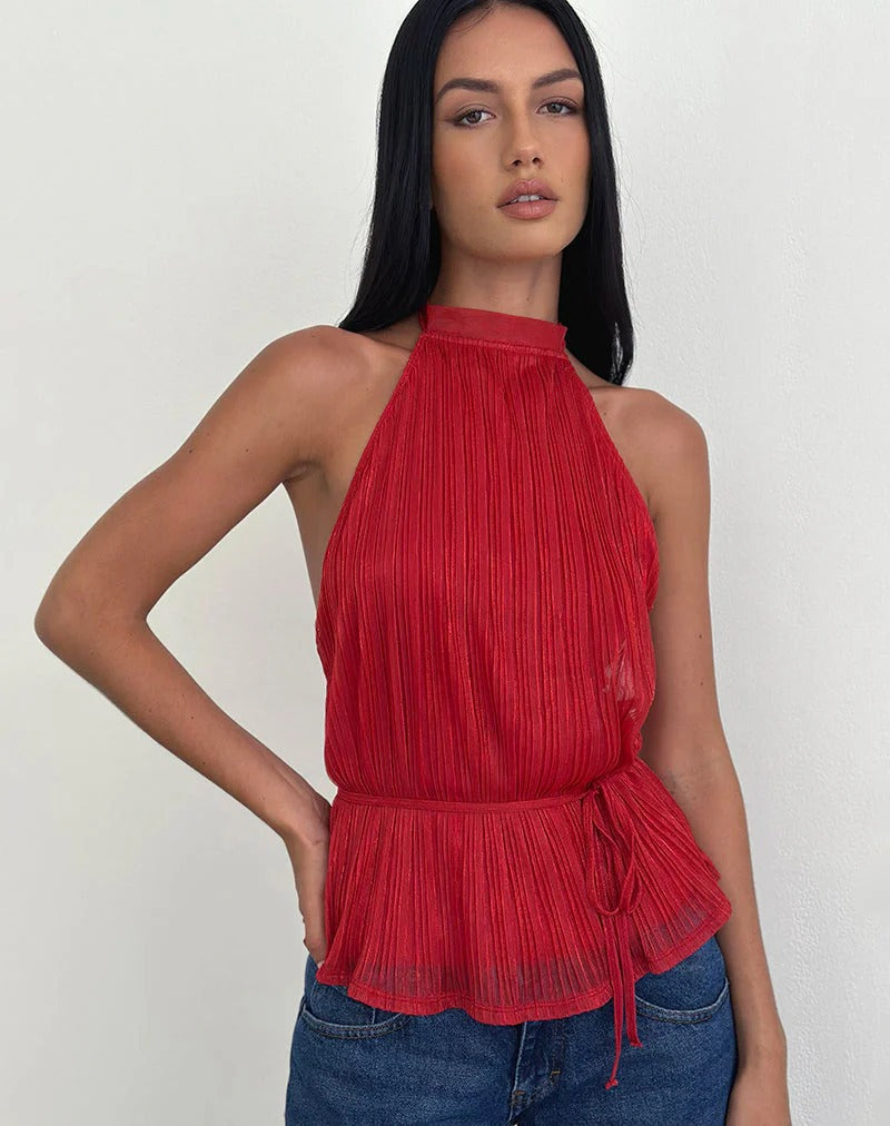 Women's Backless Strappy Halter Tank Top