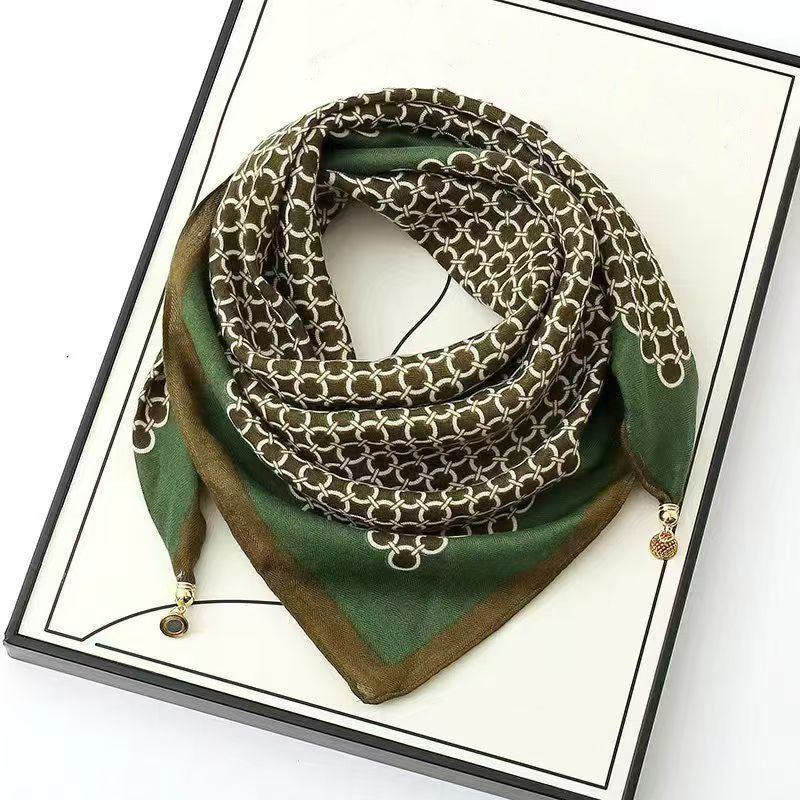 Thermal Square Scarf With Magnetic Clasp Triangular Silk Scarf Cotton Neck Warmer For Women