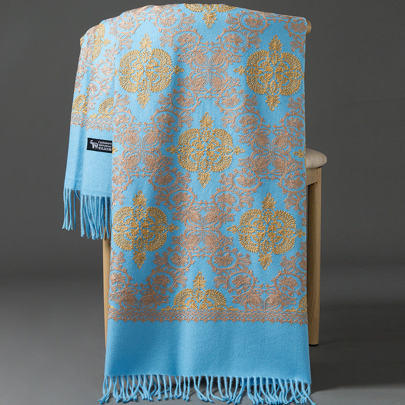 Crown-embroidered Scarf A Versatile Winter And Springfall Accessory In Korean Style