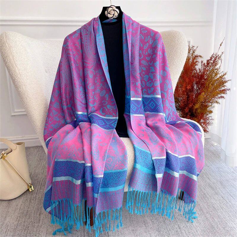 Bohemian Autumn Scarf Cashmere Women Jacquard Pashmina Desig