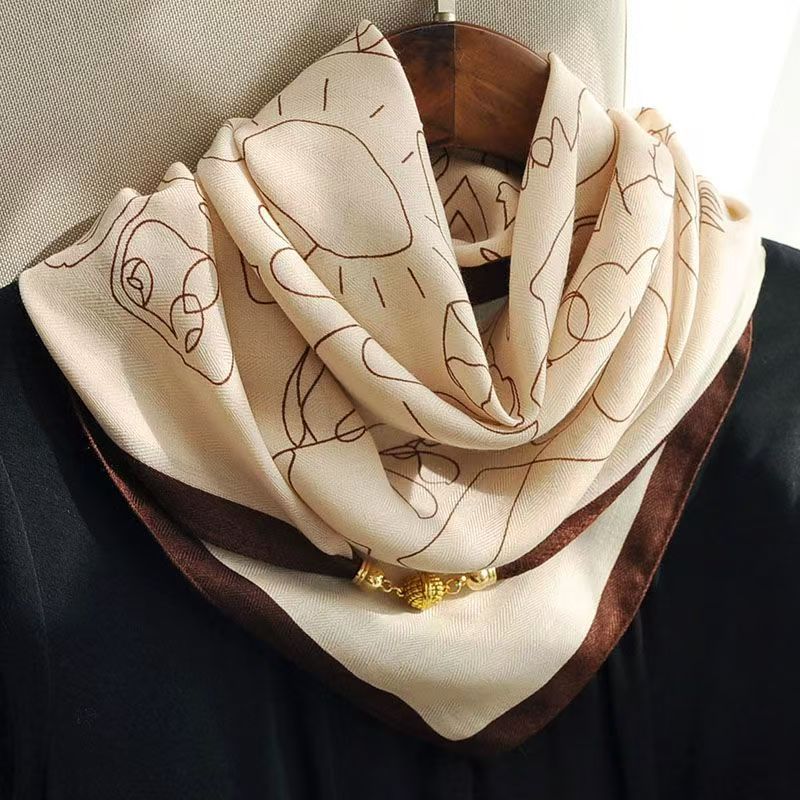 Thermal Square Scarf With Magnetic Clasp Triangular Silk Scarf Cotton Neck Warmer For Women