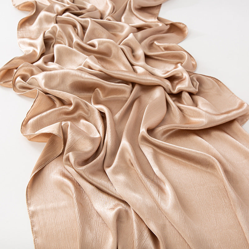 New Style Crinkled Satin Scarf With A Silky Smooth Feel, Perfect As A Headscarf Or Shawl
