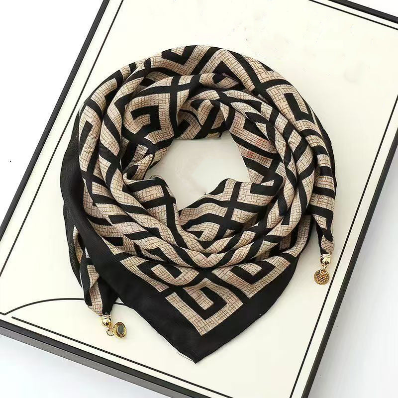 Thermal Square Scarf With Magnetic Clasp Triangular Silk Scarf Cotton Neck Warmer For Women