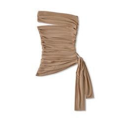 Korean-style Off-shoulder Mesh Top With An Irregular Hem And No Sleeves