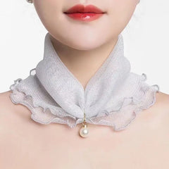 Womens Sun-protective Neck Gaiter Veil With Versatile Ruffled Edges