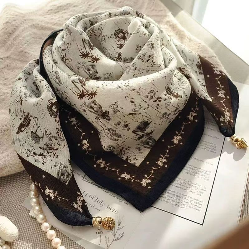 Thermal Square Scarf With Magnetic Clasp Triangular Silk Scarf Cotton Neck Warmer For Women