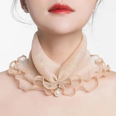 Womens Sun-protective Neck Gaiter Veil With Versatile Ruffled Edges