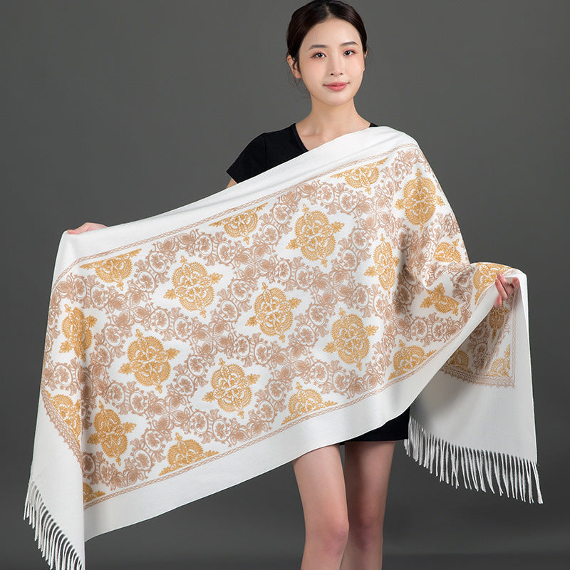 Crown-embroidered Scarf A Versatile Winter And Springfall Accessory In Korean Style