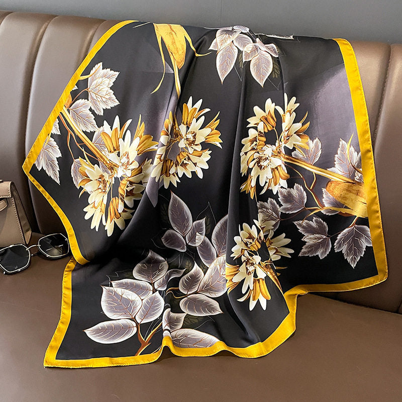 New Dopamine-print Silk Scarf For Women