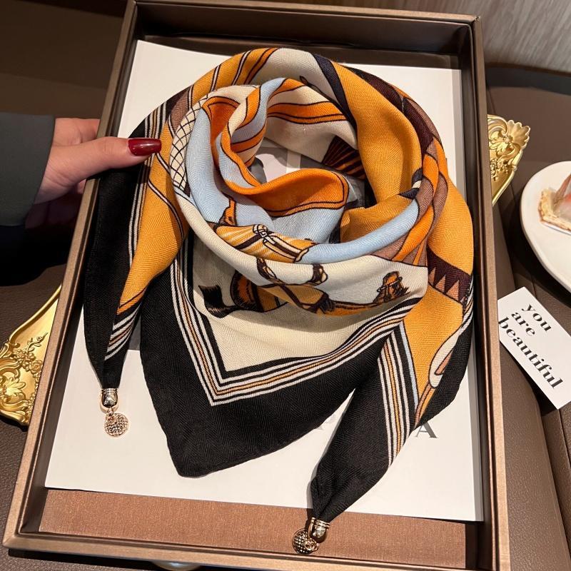 Thermal Square Scarf With Magnetic Clasp Triangular Silk Scarf Cotton Neck Warmer For Women