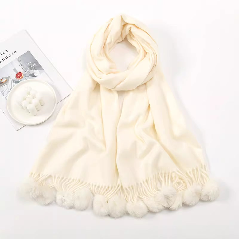 Solid Color Cashmere Like Scarf With Fleece Lining For Extra Warmth